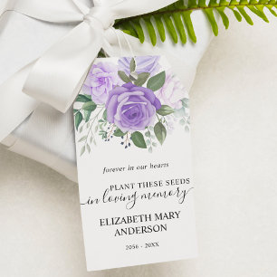 Purple Floral Seed Packet Memorial Funeral  Gift Tags