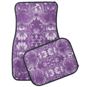 Purple Floral Set of Car Mats
