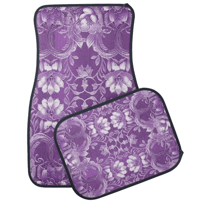 Purple Floral Set of Car Mats (Set)