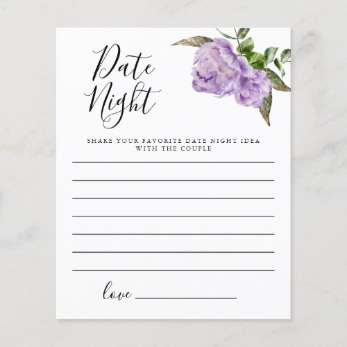 Purple Floral Shower Date Night Card