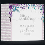 Purple Floral & Silver Wedding Photo Album 3 Ring Binder<br><div class="desc">Purple Floral & Faux Silver Glitter Stripes & Confetti Watercolor Floral Wedding Monogram Photo Album With trendy brush script font! ~ Check my shop to see the entire wedding suite for this design!</div>