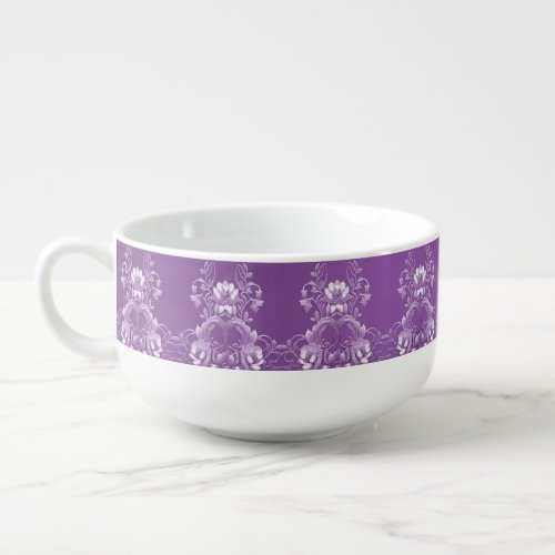 Purple Floral Soup Mug