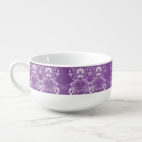 Purple Floral Soup Mug