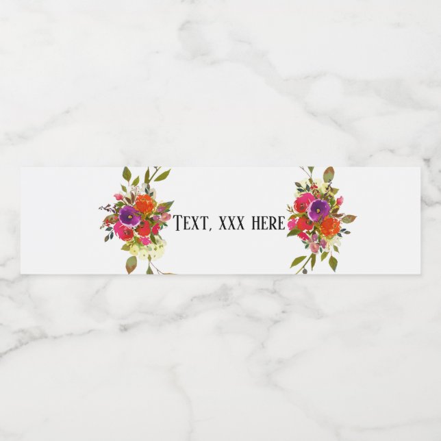 purple floral spring flowers water bottle label (Single Label)
