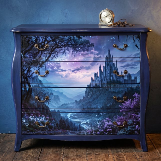Purple Floral Starry Gothic Castle Valley Tissue Paper (Creator Uploaded)
