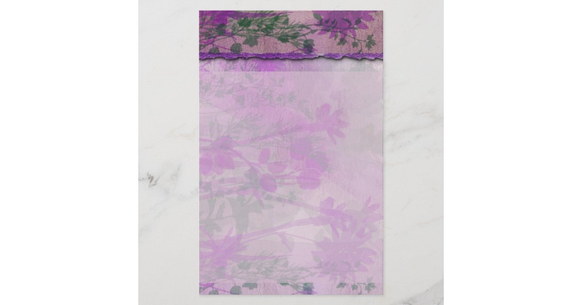 Purple Floral Stationery | Zazzle