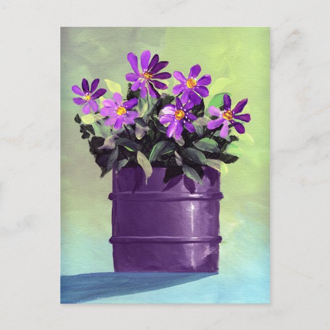 Purple Floral Still Life Postcard (Front)