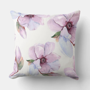 Purple Floral/Stripe Watercolor Pillow