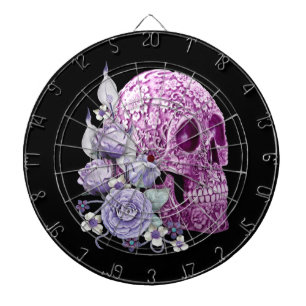 Purple Floral Sugar Skull Purple Flowers Dart Board