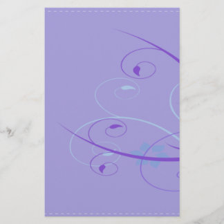 purple floral swirl stationery