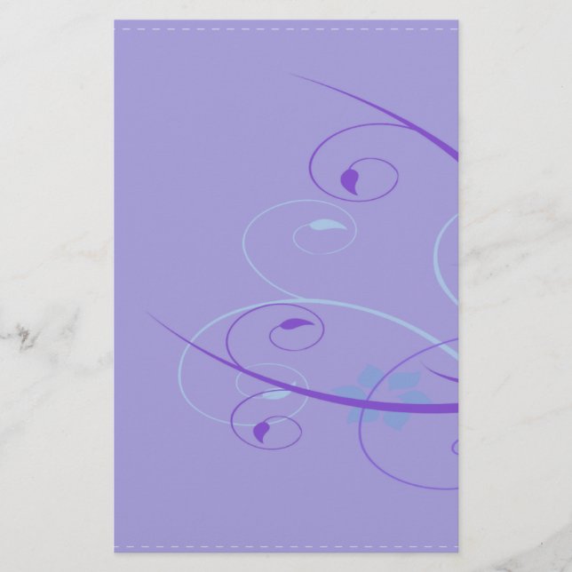 purple floral swirl stationery (Front)