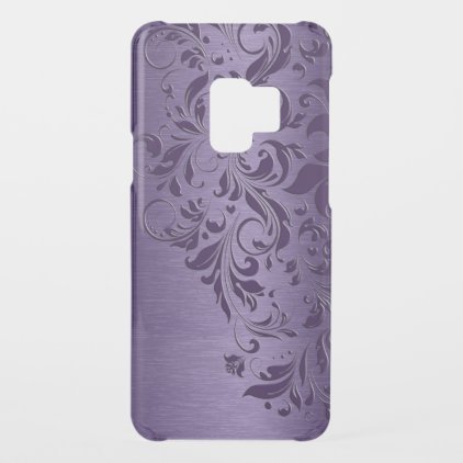 Purple Floral Swirls Over Metallic Purple Uncommon Samsung Galaxy S9 Case