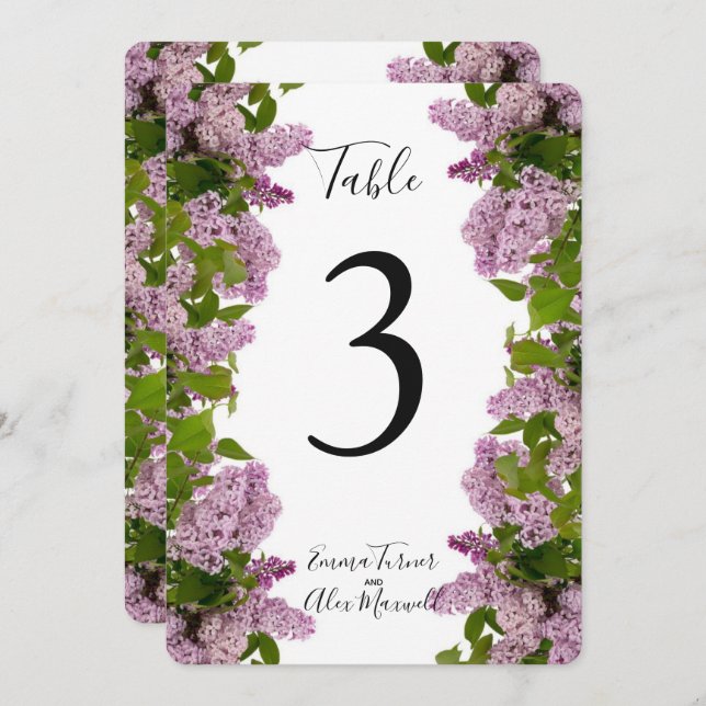 Purple Floral | Table number cards (Front/Back)