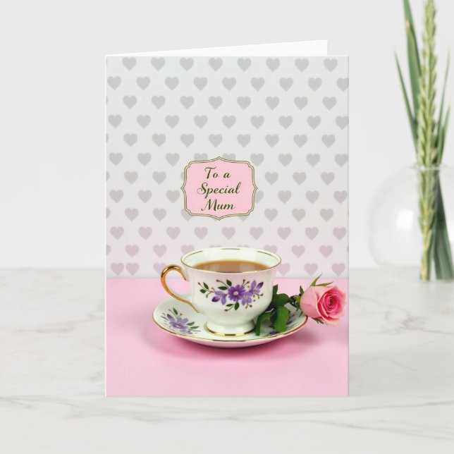 Purple Floral Tea Mothers Day Card (Front)