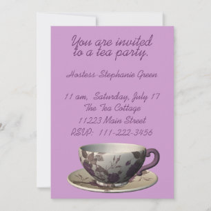 Purple Floral Tea Party Invitation
