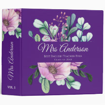 Purple Floral TEACHER Gift - Add Name Class Year