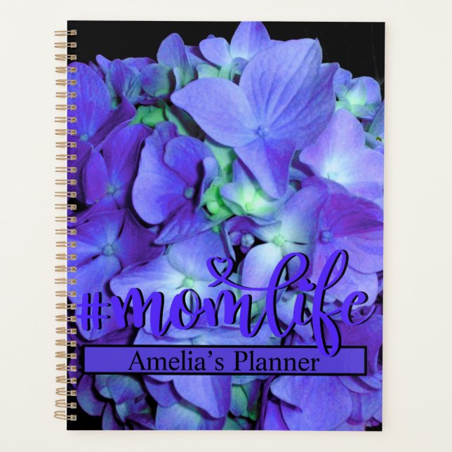 Purple floral teal floral hydrangea  planner (Front)