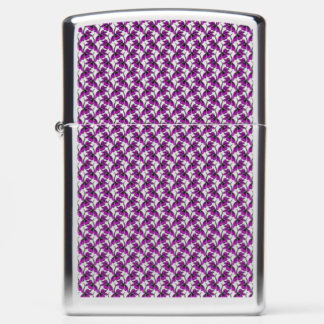 Purple floral tendril pattern zippo lighter (Front)