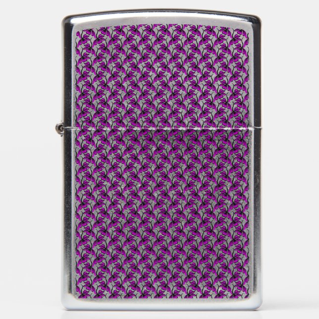 Purple floral tendril pattern zippo lighter (Front)