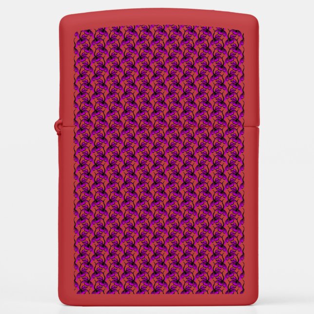 Purple floral tendril pattern zippo lighter (Front)