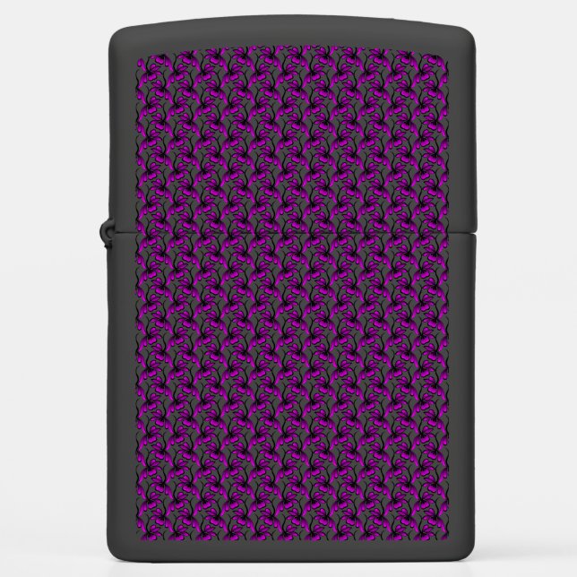 Purple floral tendril pattern zippo lighter (Front)