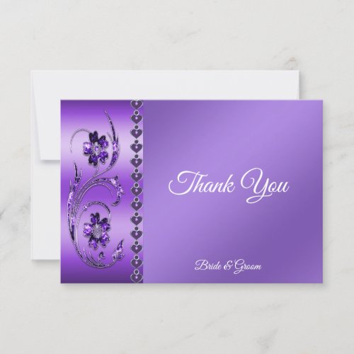Purple Floral Thank You Card