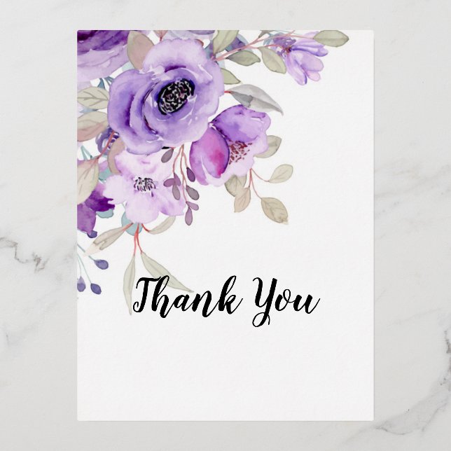 Purple floral thank you card (Front)
