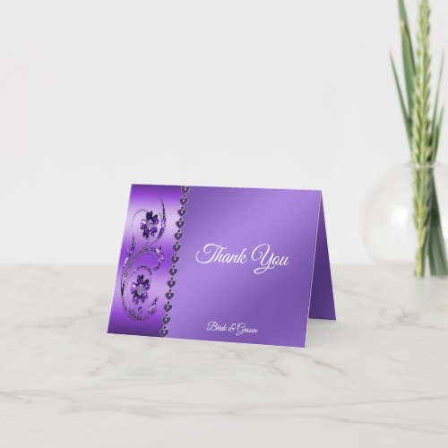 Purple Floral Thank You Card