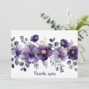 Purple Floral Thank You Card
