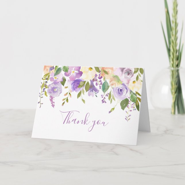 Purple floral thank you card (Front)