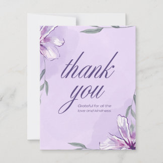 Purple Floral Thank You Card – Watercolor Elegant