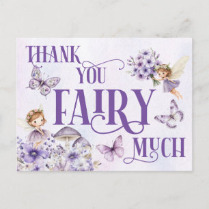 Purple Floral Thank You Fairy Much Postcard