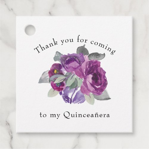 Purple Floral Thank You Favor Tags