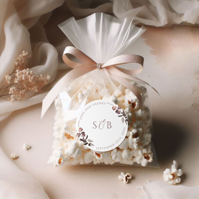 Purple Floral Thank You Wedding Favor Sticker (Creator Uploaded)