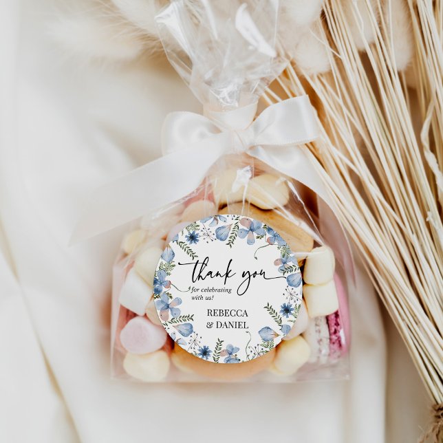 Purple Floral Thank You Wedding Favor Sticker (Creator Uploaded)