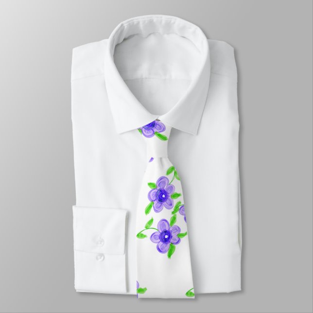 Purple Floral Tie (Tied)