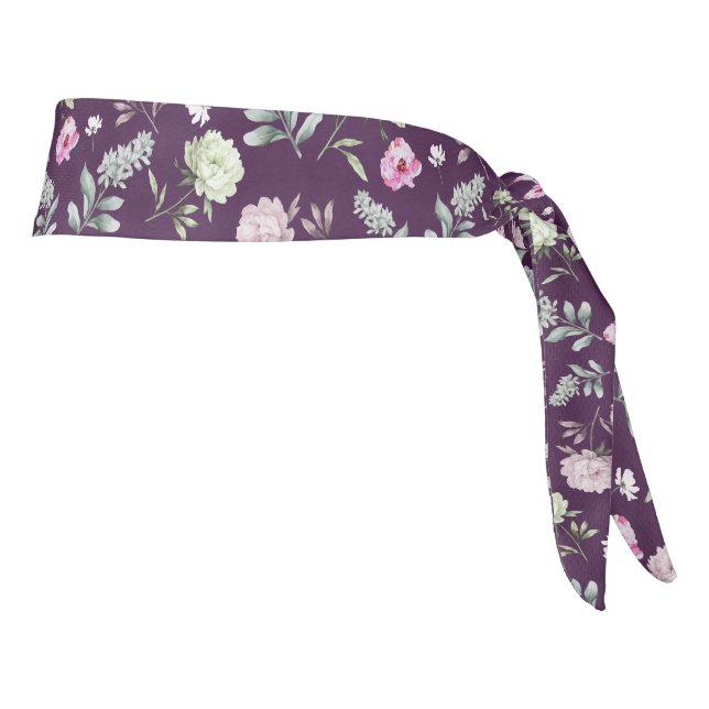 Purple Floral  Tie Headband (Rotate 90)