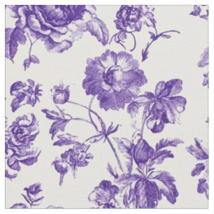 Purple Floral Toile Pattern Fabric