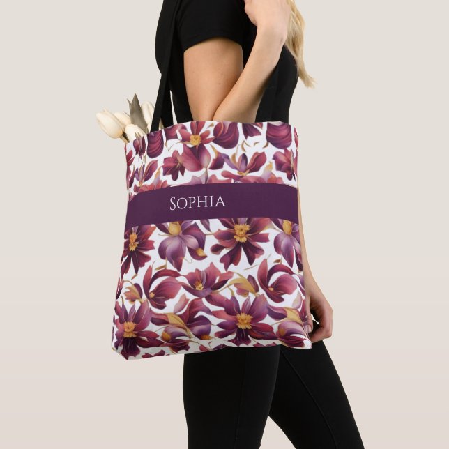 Purple Floral- Tote Bag (Close Up)