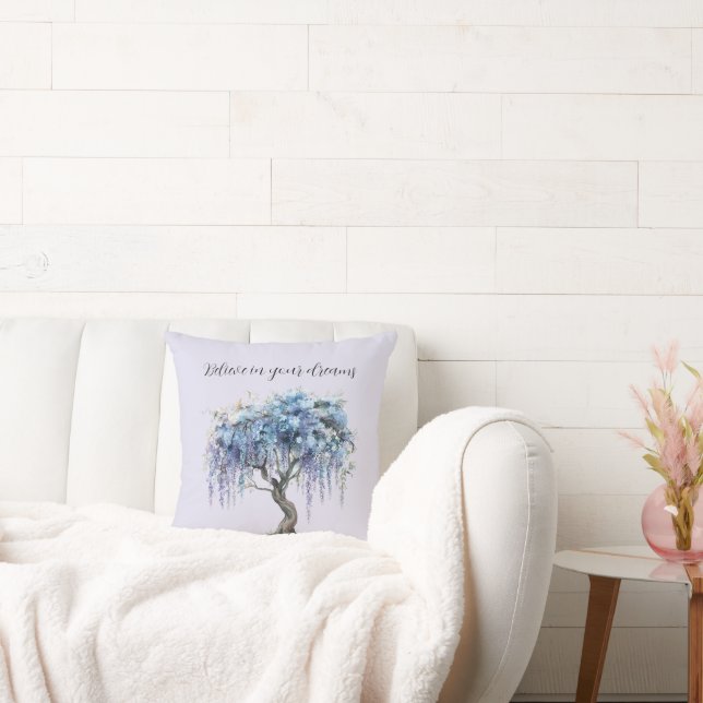 Purple Floral Tree Throw Pillow (Couch)