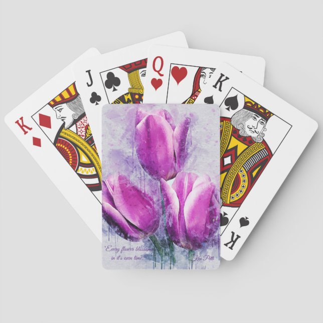 Purple Floral Tulip Playing Cards (Back)