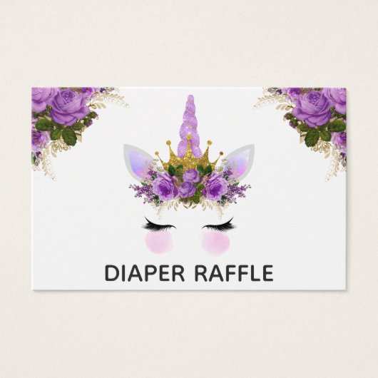 Purple Floral Unicorn Princess Diaper Raffle (Front)