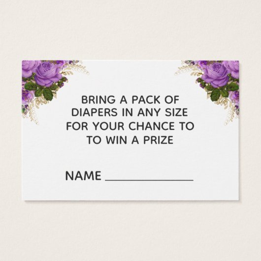 Purple Floral Unicorn Princess Diaper Raffle (Back)