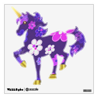 Purple Floral Unicorn Wall Decal