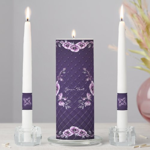 Purple Floral Unity Candel Set Unity Candle Set