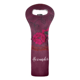 Purple Floral Victorian Wine Bag
