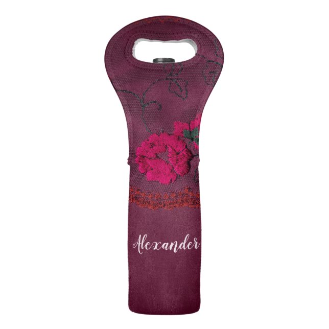 Purple Floral Victorian Wine Bag (Front)