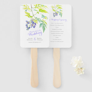 Purple floral vine flowers wedding program fans