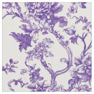 Purple Floral Vine Toile Fabric