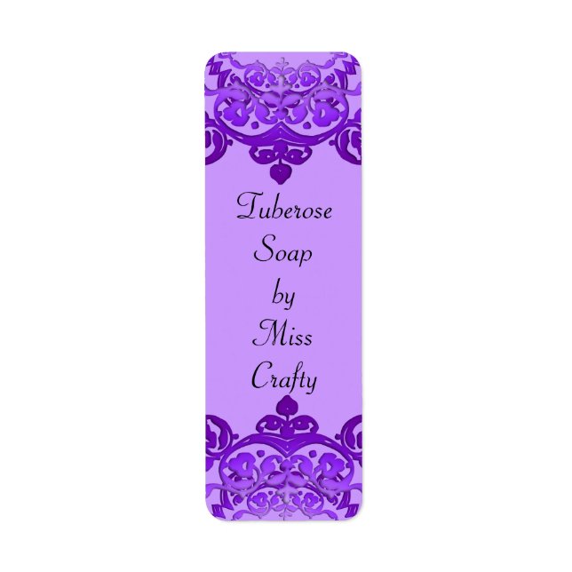 Purple Floral Vintage Art Custom Craft Labels (Front)
